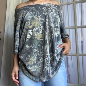 Camouflage Off-Shoulder Women's Top